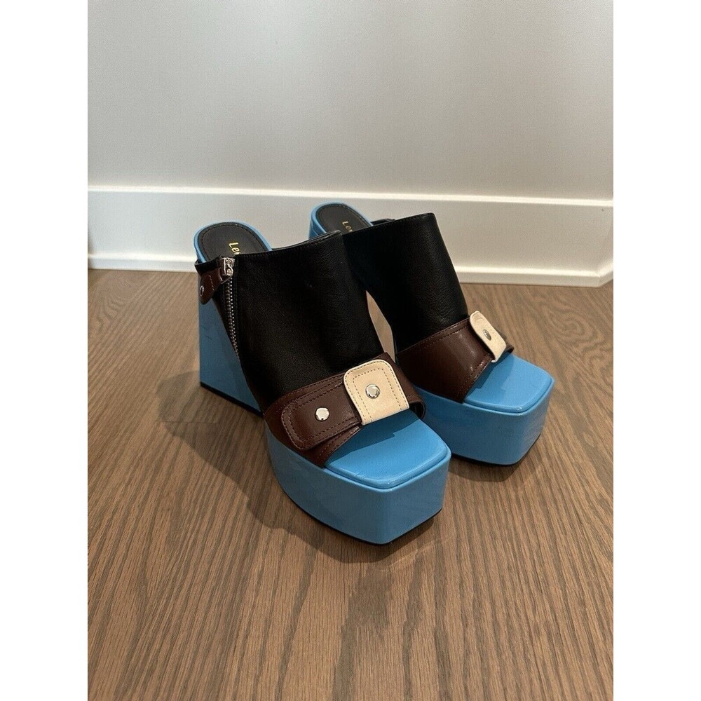 Lemonade Retro Mod Platform Heels Blue Chunky Heel Slide Mules Bratz Size 8.5